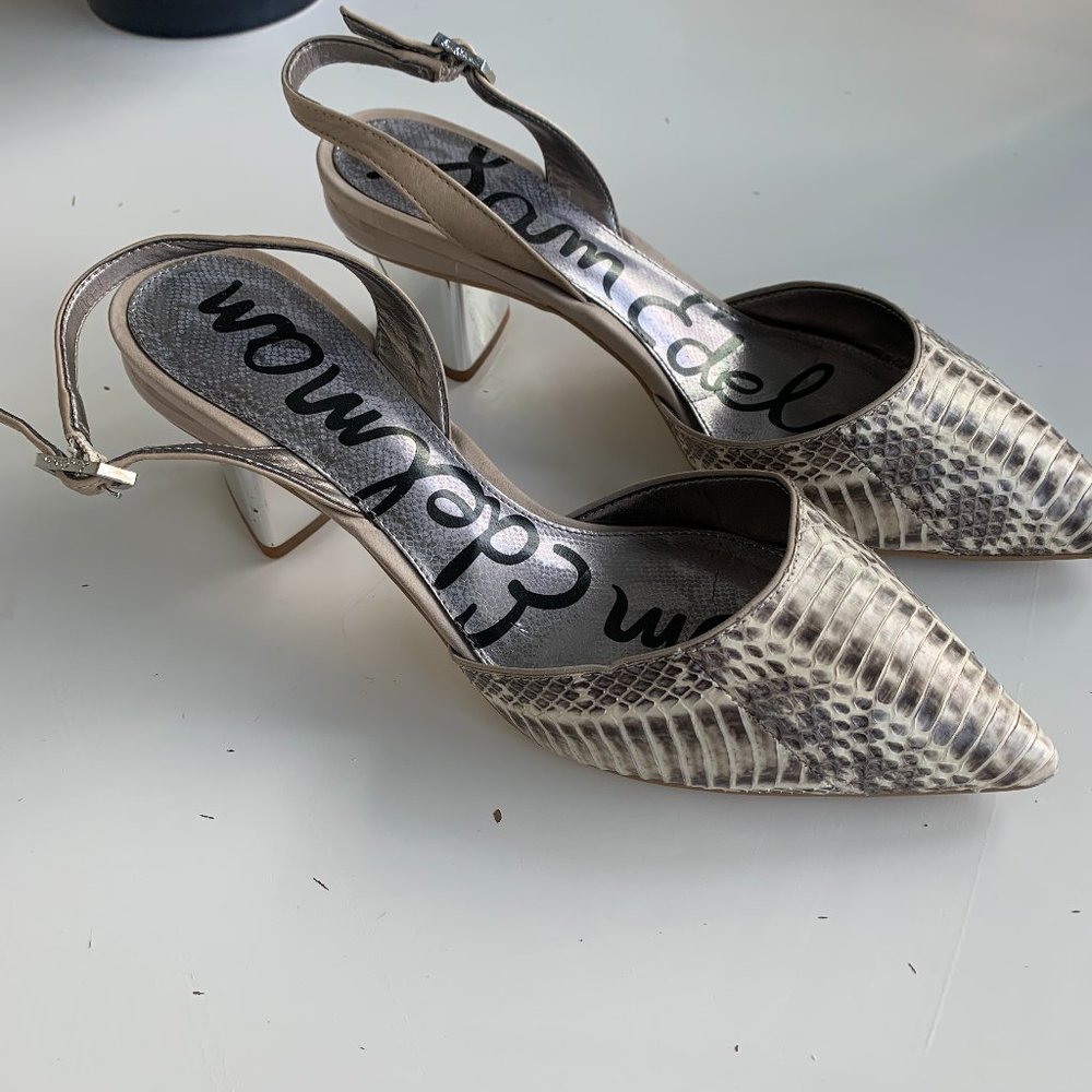 Leather Snake Print Sam Edelman "Carol" Sling-Backs size 8.5